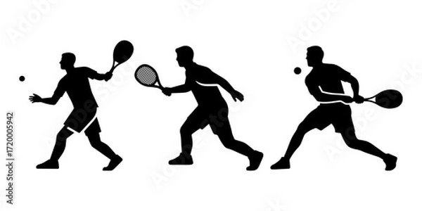 Fototapeta  Pickleball player silhouette icon set