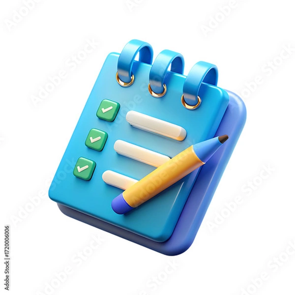 Fototapeta 3d to do list with checklist and pencil icon for task management and productivity transparent background
