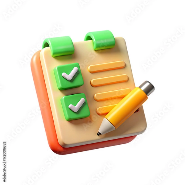 Fototapeta 3d checklist to do list with pencil task management concept transparent background