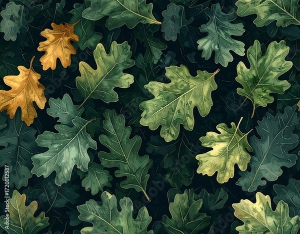 Obraz Autumnal oak leaves pattern