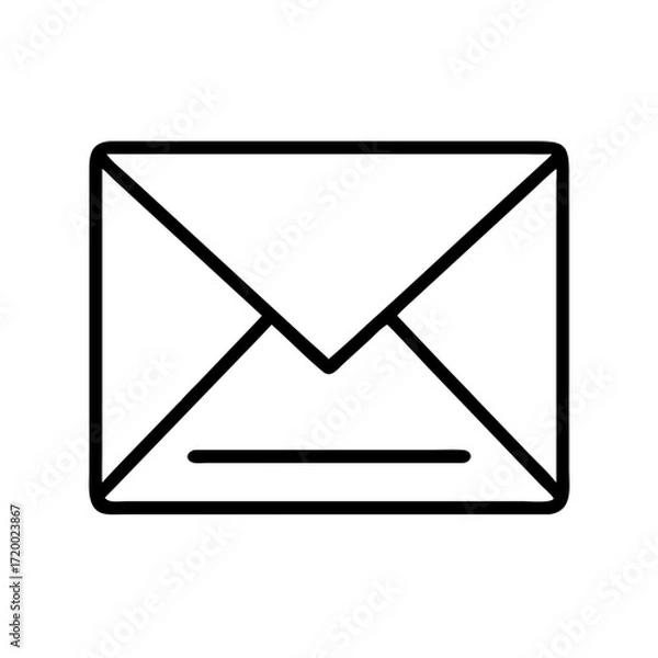 Fototapeta Simple black outline of an open envelope icon isolated on transparent background