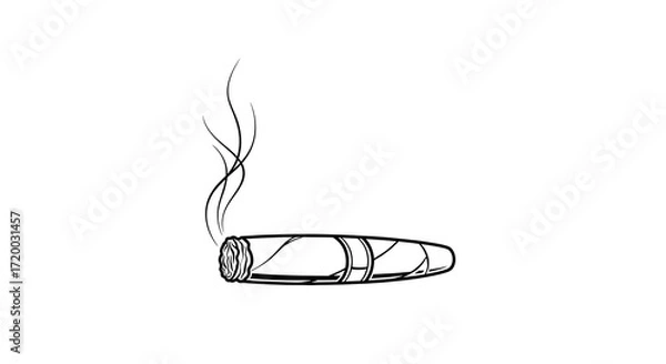 Obraz Elegant Line-Art Cigar Vector Illustration