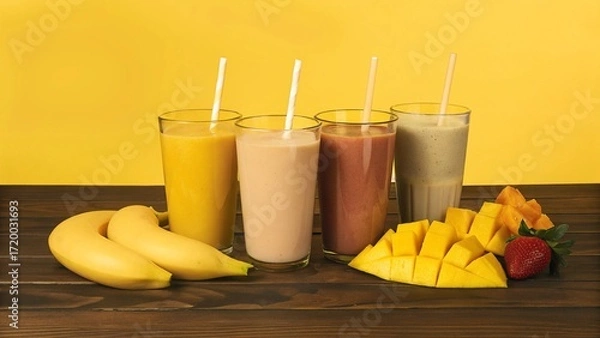 Fototapeta assortment of smoothies
