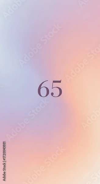 Fototapeta Soft Pastel Gradient Background with Embossed Number 65 Design