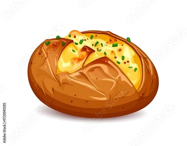 Obraz Baked potato with melted cheese