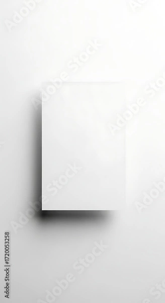 Fototapeta Minimalist White Square Casting a Soft Shadow on a Bright Background