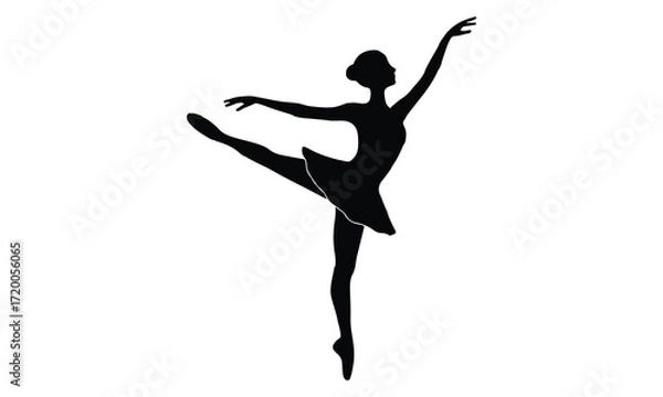 Fototapeta Elegant Ballerina Silhouette Vector – Graceful Dance Pose with Flowing Abstract Skirt