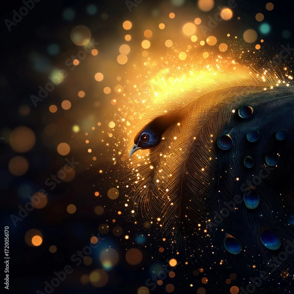 Fototapeta An abstract design featuring a feather that can be u sed for an icon, logo or emblem.