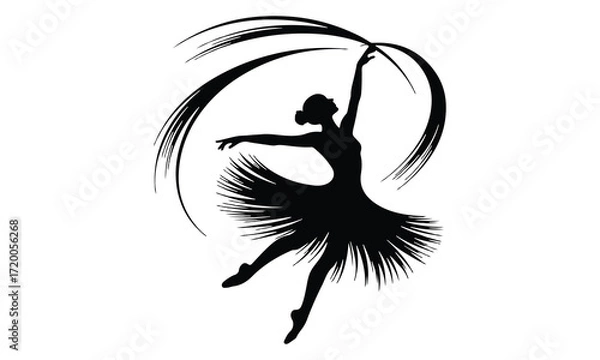 Fototapeta Elegant Ballerina Silhouette Vector – Graceful Dance Pose with Flowing Abstract Skirt