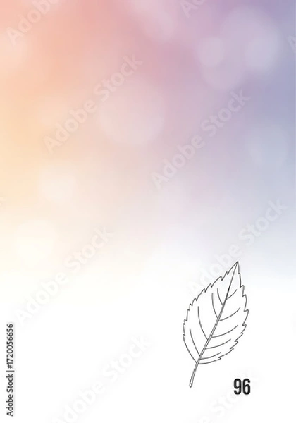 Fototapeta Soft Gradient Background with Bokeh, Illustrated Leaf, and Page Number