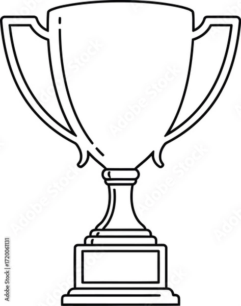 Fototapeta Minimalist trophy outline on a white background, achievement icon