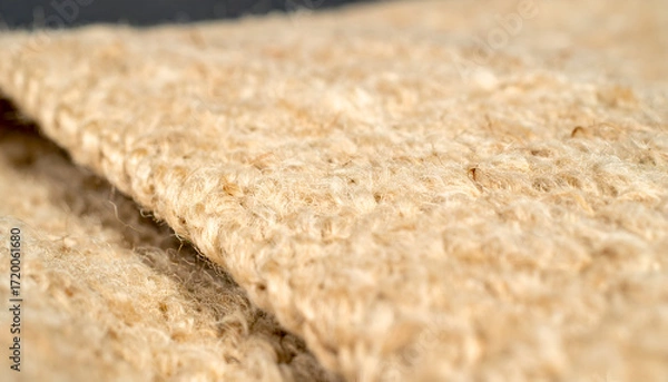 Fototapeta Close-up shot of a layered, textured material with a fibrous, organic appearance, possibly made of hemp or similar natural fiber.