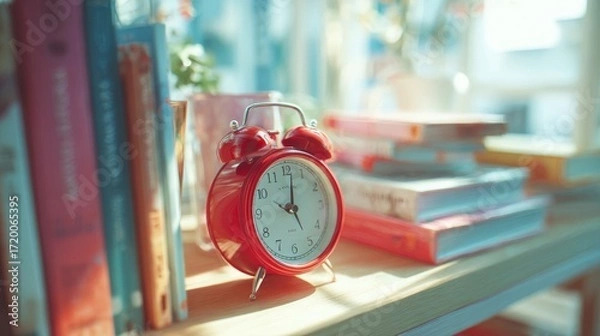 Obraz alarm clock and book