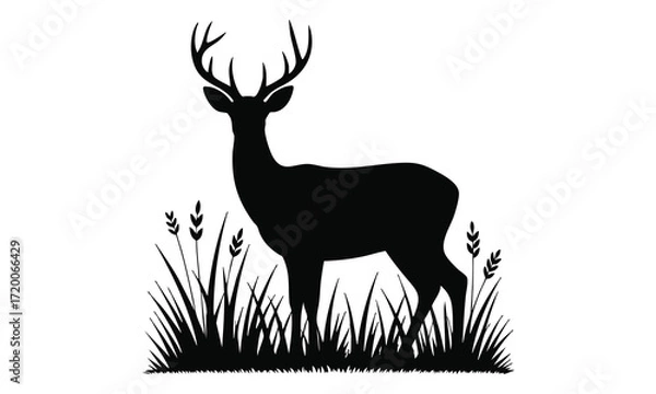 Fototapeta Deer Silhouette Vector Set – Standing, Jumping, Grazing Poses