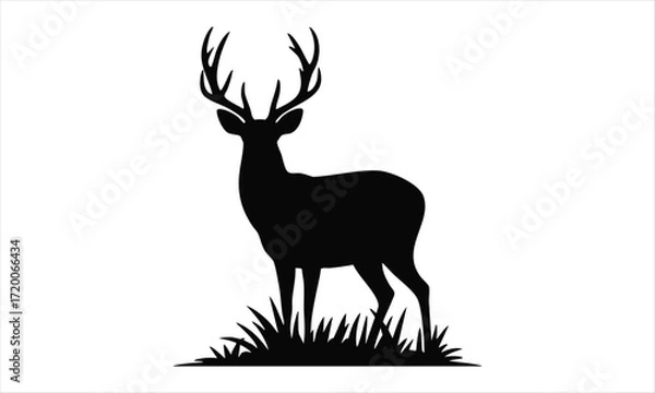 Fototapeta Deer Silhouette Vector Set – Standing, Jumping, Grazing Poses