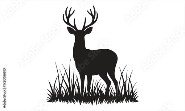 Fototapeta Deer Silhouette Vector Set – Standing, Jumping, Grazing Poses