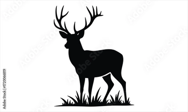 Fototapeta Deer Silhouette Vector Set – Standing, Jumping, Grazing Poses