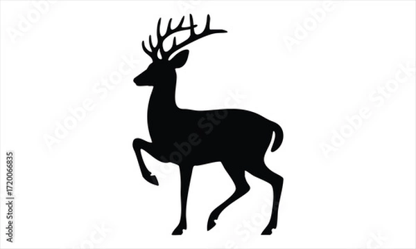 Fototapeta Deer Silhouette Vector Set – Standing, Jumping, Grazing Poses