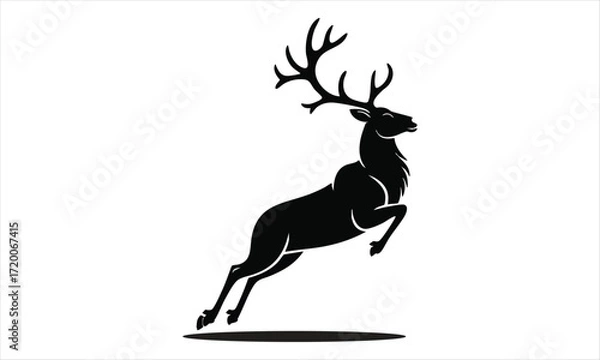 Fototapeta Deer Silhouette Vector Set – Standing, Jumping, Grazing Poses