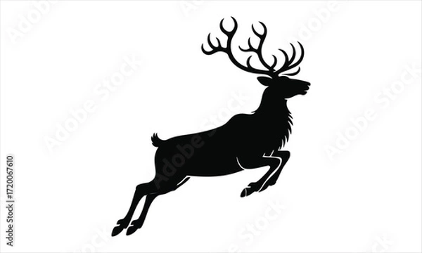 Fototapeta Deer Silhouette Vector Set – Standing, Jumping, Grazing Poses