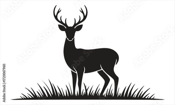 Fototapeta Deer Silhouette Vector Set – Standing, Jumping, Grazing Poses