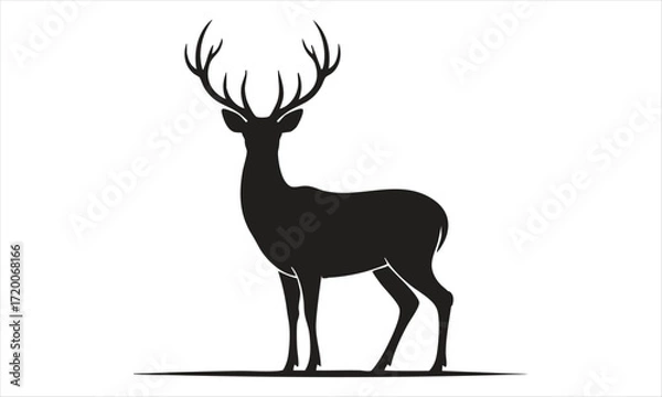 Fototapeta Deer Silhouette Vector Set – Standing, Jumping, Grazing Poses