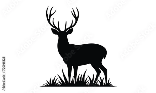 Fototapeta Deer Silhouette Vector Set – Standing, Jumping, Grazing Poses
