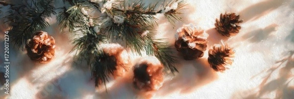 Fototapeta christmas tree with cones