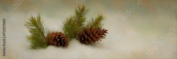 Fototapeta christmas tree with cones
