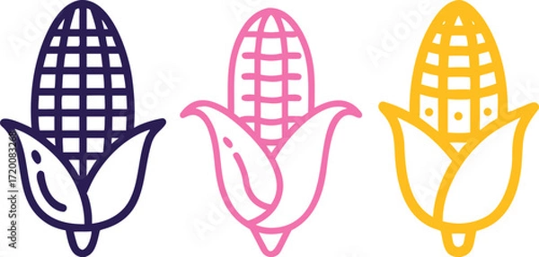Obraz Illustrated colorful corn cob outlines healthy eating, plantbased diets, and seasonal harvest.