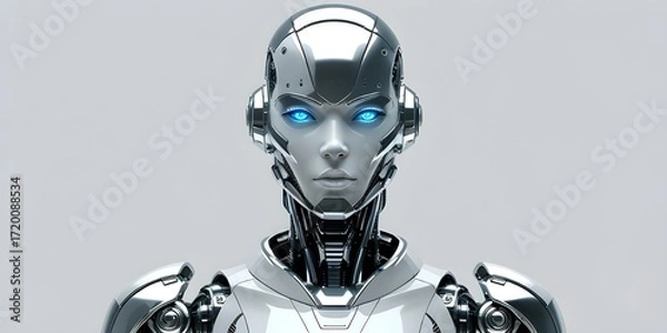 Fototapeta Cyborg Android Woman in Futuristic Sci-Fi Style Illustration