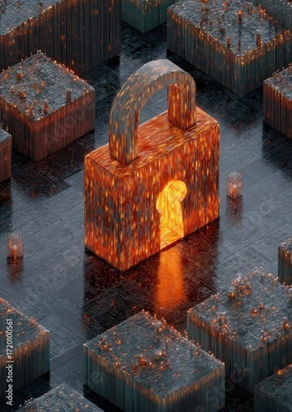 Fototapeta Intricate Visualization of Data Encryption Layers in a Cybersecurity Environment