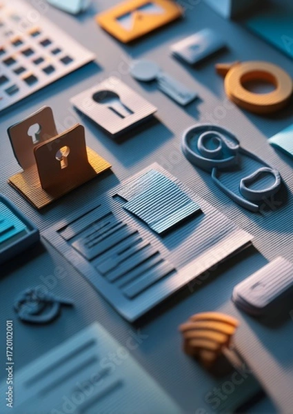 Fototapeta Innovative Tech Elements for Safety Control and Data Management in Modern Design