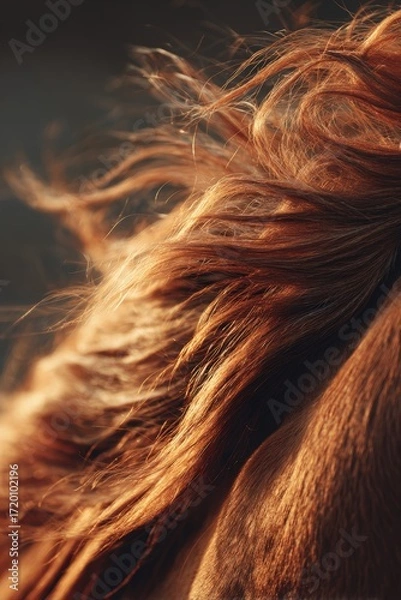 Obraz Macro Shot of Chestnut Horse's Mane in Golden Hour Light