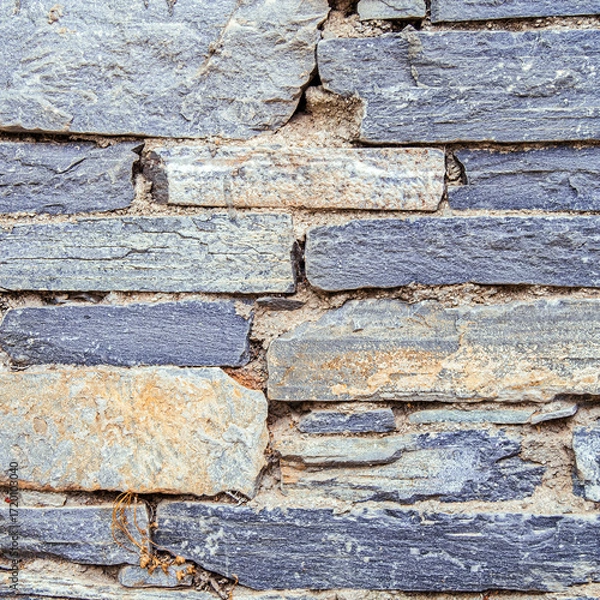 Fototapeta Dark grey slate stonewall detail, background with plenty of space for your text and logo. Irregular, seamless pattern.