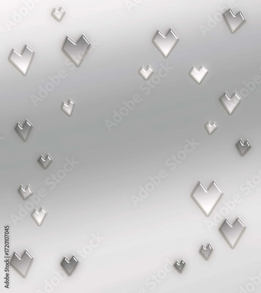 Fototapeta 3d hearts metallic abstract background . retro futuristic sparkling emboss element, minimal elegant  pattern .