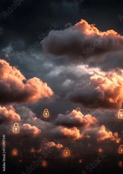 Fototapeta Cloud Computing with Cyber Lock Layers for Secure Digital Environments