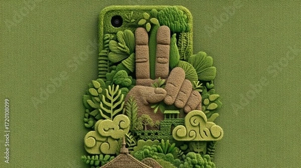 Fototapeta Artistic Representation of Mental Health Detox with Nature and Peace Symbolism
