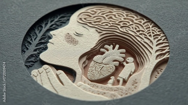 Fototapeta Intricate Layered Artwork Representing Mental Health and Emotional Safety Concepts