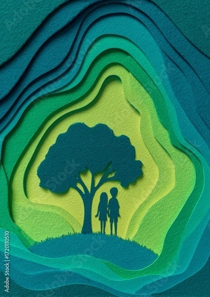 Fototapeta A Creative Concept for Kids Exploring Environmental Awareness in Paper Art
