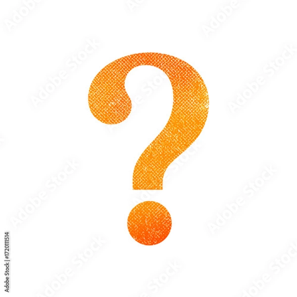 Fototapeta Orange textured question mark isolated on transparent background
