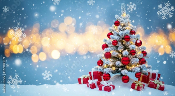 Obraz christmas tree on snow