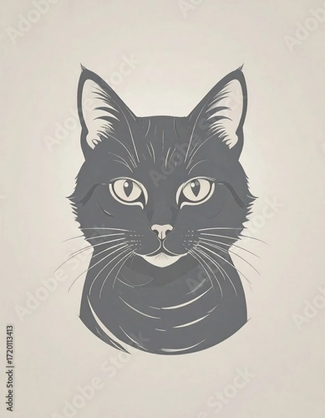 Fototapeta Silhouetted cat portrait