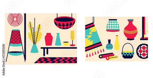 Obraz Sophisticated blend of global artisan craftsmanship showcasing handmade decor vector art design