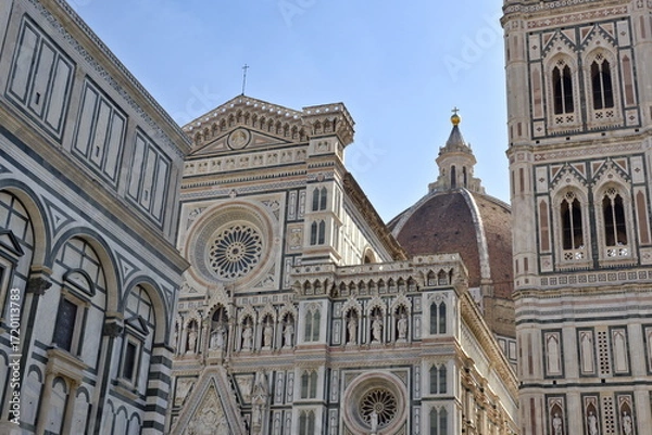 Fototapeta Detail of the Florence Cathedral, the Baptistery and Giotto's Bell Tower