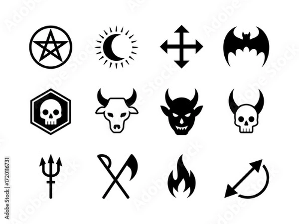 Fototapeta Occult Symbols Icons Set Graphic Design Elements.