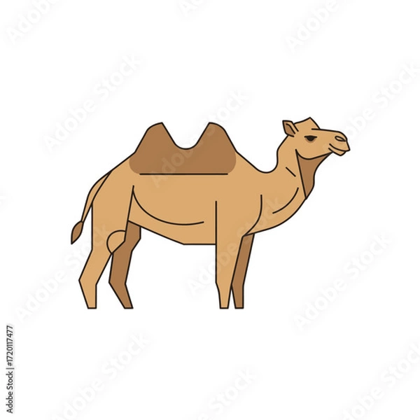 Fototapeta A captivating line art illustration of a majestic two-humped camel, showcasing its unique silhouette and desert charm, ideal for various graphic design projects