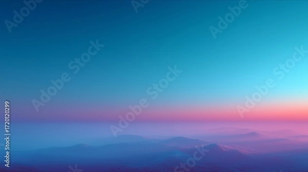 Fototapeta Stunning gradient sky over serene mountain peaks at dusk, evoking tranquility and peace.