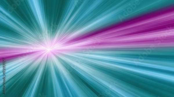 Fototapeta Abstract burst of teal and magenta radiating energy and vibrancy in an artistic visual representation.
