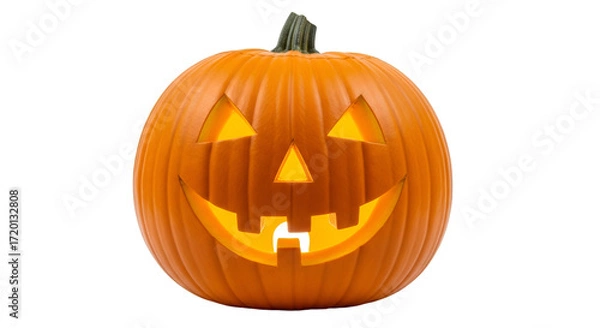 Fototapeta Glowing Jack-o'-lantern on a Black Background